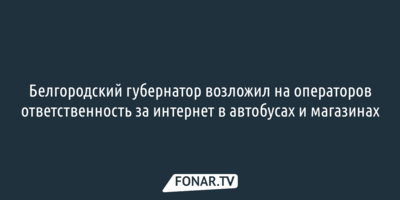 Белгородский губернатор возложил на операторов связи ответственность за интернет в автобусах и магазинах