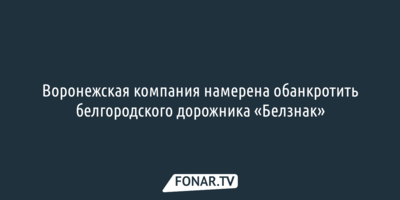 Воронежская компания намерена обанкротить белгородского дорожника «Белзнак»