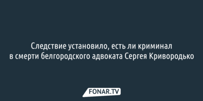Следствие установило, есть ли криминал в смерти белгородского адвоката Сергея Кривородько