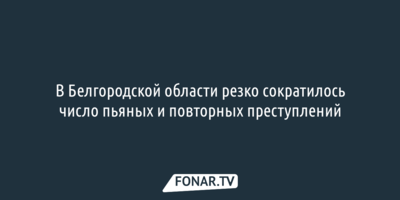 В Белгородской области за год заметно сократилось число пьяных и повторных преступлений