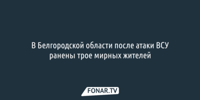 В Белгородской области после атаки ВСУ ранены трое мирных жителей