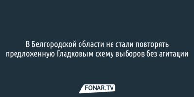 В Белгородской области не стали повторять предложенную Гладковым схему выборов без агитации