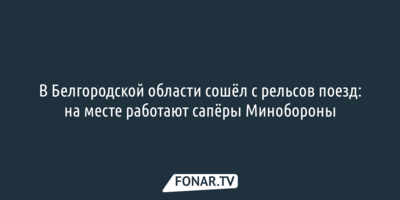В Белгородской области сошел с рельсов поезд: на месте работают сапёры Минобороны