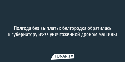 Полгода без выплаты: белгородка обратилась к губернатору из-за уничтоженной дроном машины