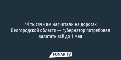 44 тысячи ям насчитали на дорогах Белгородской области — губернатор потребовал залатать всё до 1 мая