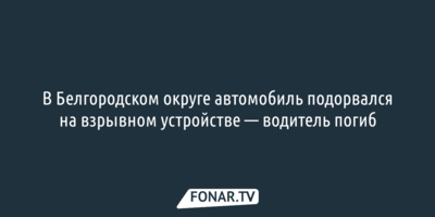 В Белгородском округе автомобиль подорвался на взрывном устройстве — водитель погиб