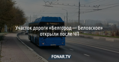 Участок дороги «Белгород — Беловское» открыли после ЧП