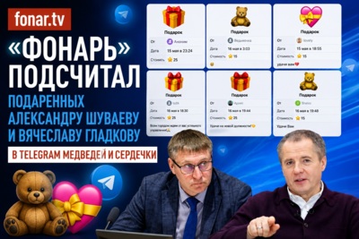 «Фонарь» подсчитал подаренных Александру Шуваеву и Вячеславу Гладкову в Telegram медведей и сердечки