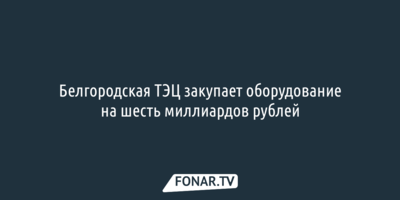 Белгородская ТЭЦ закупает оборудование на 6 миллиардов рублей
