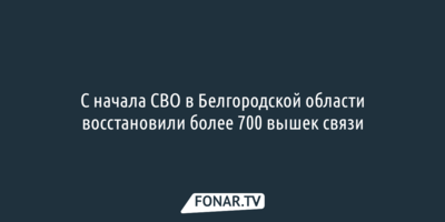С начала СВО в Белгородской области восстановили более 700 вышек связи