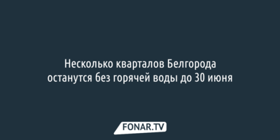 Несколько кварталов Белгорода останутся без горячей воды до 30 июня