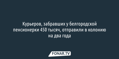 Курьеров, забравших у белгородской пенсионерки 450 тысяч, отправили в колонию на два года