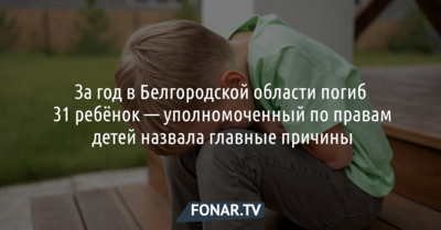 За год в Белгородской области погиб 31 ребёнок — уполномоченный по правам детей назвала главные причины