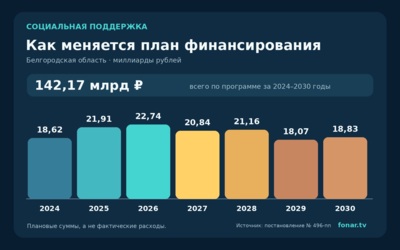 На социальную поддержку белгородцев до 2030 года запланировали 142 миллиарда рублей